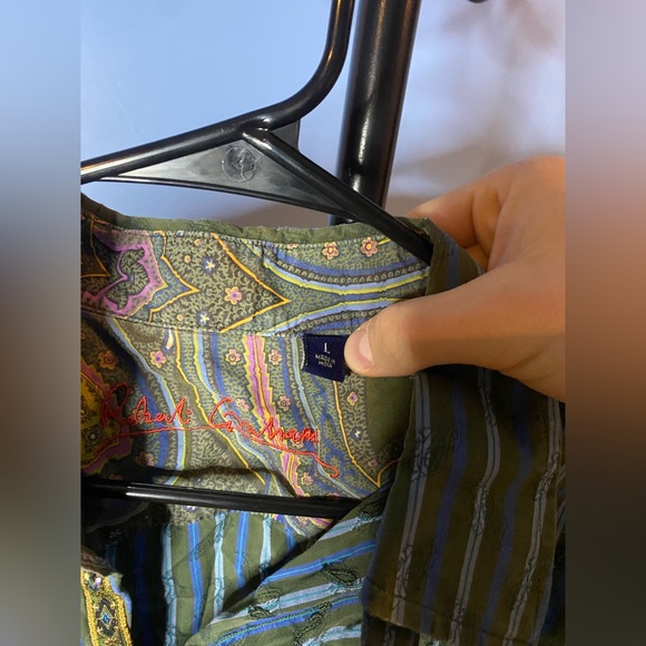 Green Stripe and Paisley Button Down - Picture 2 of 4